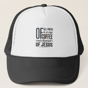 Christian Coffee Jesus Quote Vintage Shirt Design_ Trucker Hat