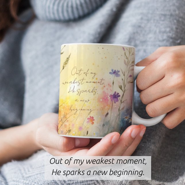 Christian Colourful Wildflowers Watercolor Verse Coffee Mug (Creator Uploaded)