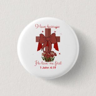 Christian Coquette cross Bible verse Valentines 3 Cm Round Badge
