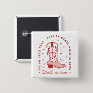 Christian country girl quotes pink cowgirl boot 15 cm square badge