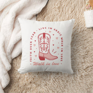 Christian country girl quotes pink cowgirl boot cushion