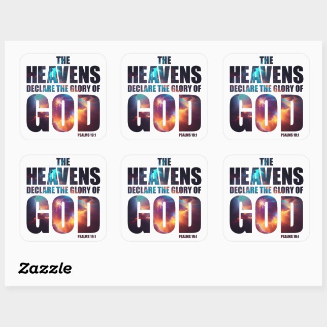 Christian Creation: Heavens Declare Glory of GOD Square Sticker (Sheet)