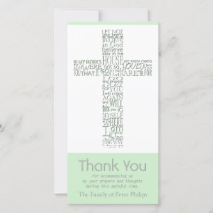 Christian Cross 10 John 14 Sympathy Thank You Card