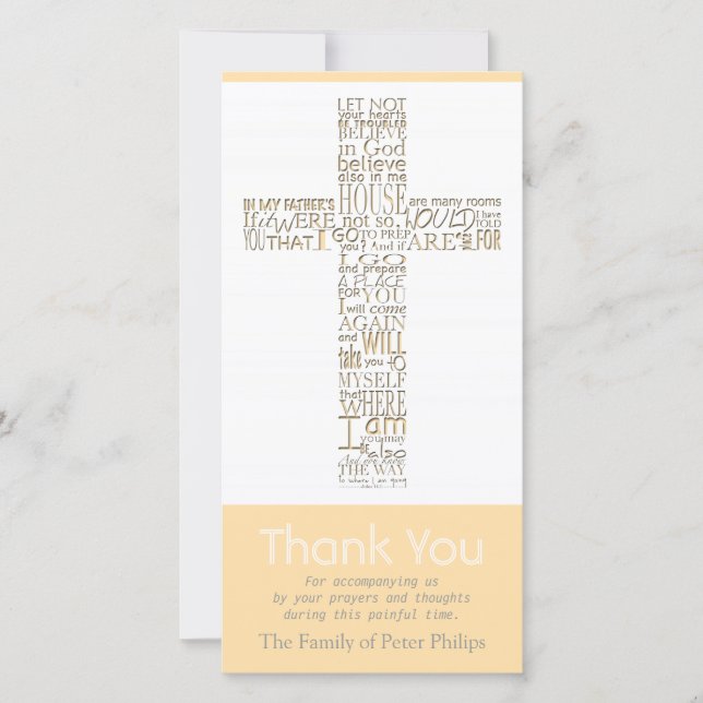 Christian Cross 11 John 14 Sympathy Thank You Card (Front)