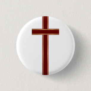 Christian cross 3 cm round badge