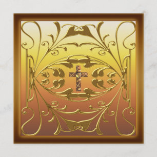 Christian Cross 50th Wedding Anniversary Party Inv Invitation