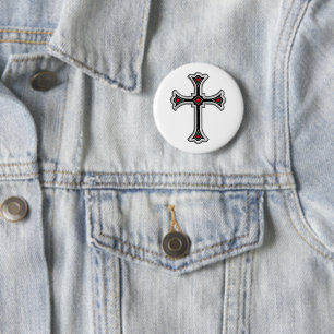 Christian cross 6 cm round badge