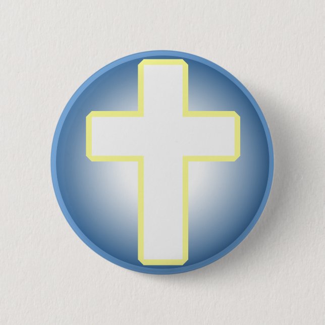 Christian Cross 6 Cm Round Badge (Front)
