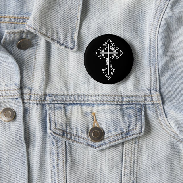 Christian cross 6 cm round badge (In Situ)
