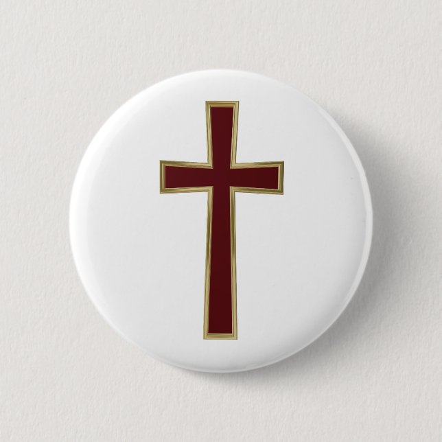 Christian cross 6 cm round badge (Front)