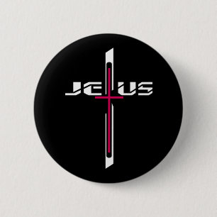 Christian cross 6 cm round badge