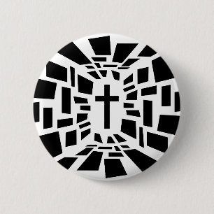 Christian Cross 6 Cm Round Badge