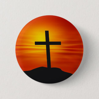 CHRISTIAN CROSS 6 CM ROUND BADGE