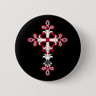 Christian cross 6 cm round badge