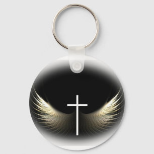 Christian Cross and Holy Spirit Inspirational Key Ring