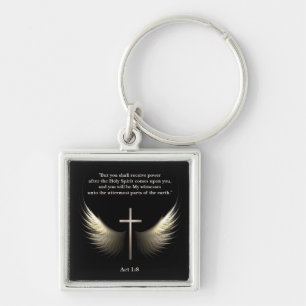 Christian Cross and Spirit Customisable Scripture Key Ring