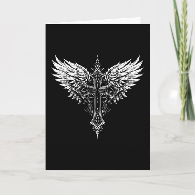 Christian Cross Angel Religious  Card (Front)