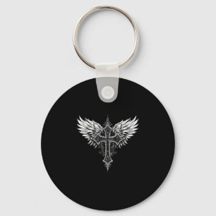Christian Cross Angel Religious Key Ring