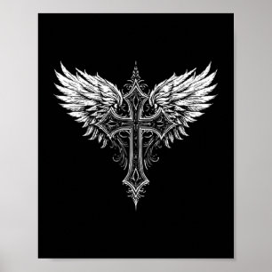 Christian Cross Angel Religious Poster