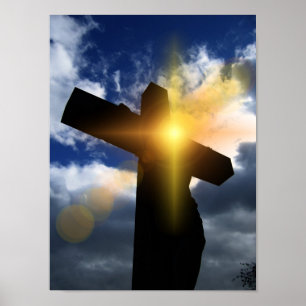 Christian Cross at Easter Sunrise Service Poster