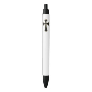 Christian cross black ink pen