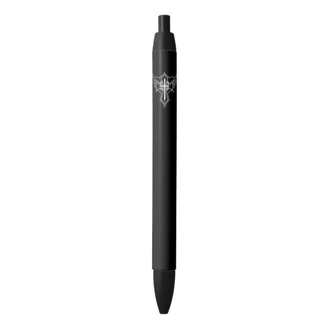 Christian cross black ink pen (Front Vertical)