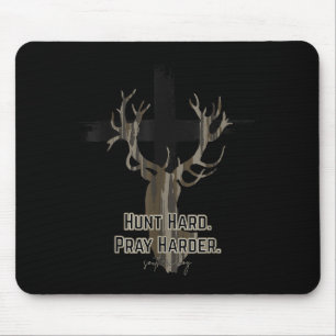 Christian Cross Camo Hunt Hard Pray Harder Deer Hu Mouse Mat