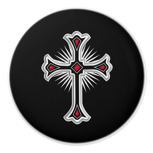 Christian cross ceramic knob (Front)