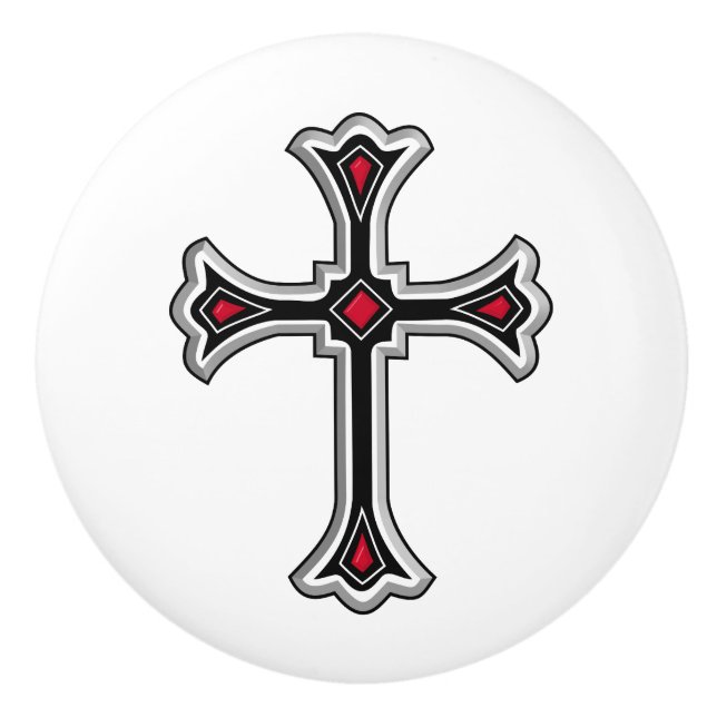 Christian cross ceramic knob (Front)
