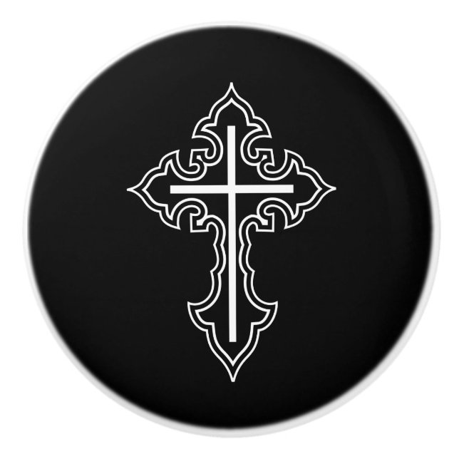 Christian cross ceramic knob (Front)