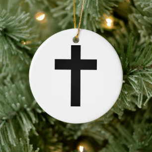 Christian Cross Ceramic Tree Decoration