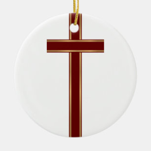 Christian cross ceramic tree decoration