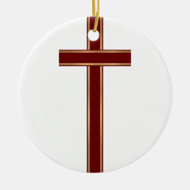 Christian cross ceramic tree decoration (Front)