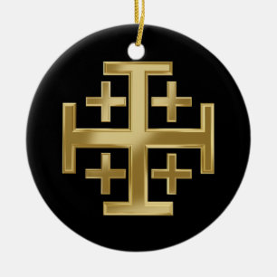 Christian cross ceramic tree decoration