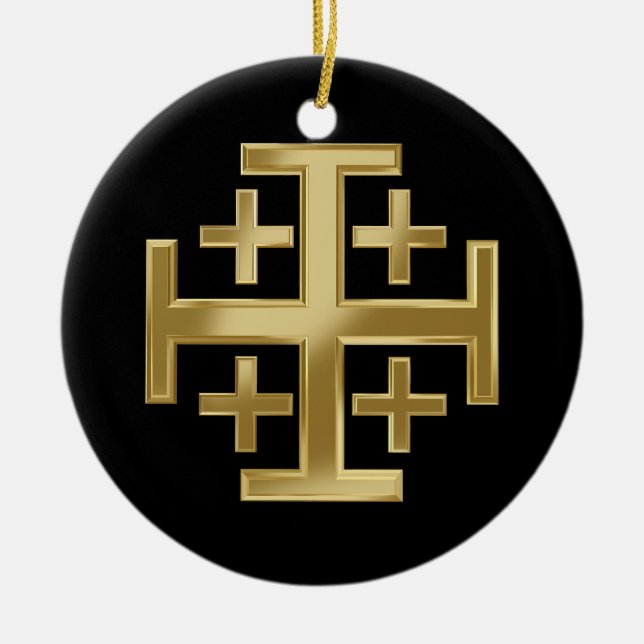 Christian cross ceramic tree decoration (Front)
