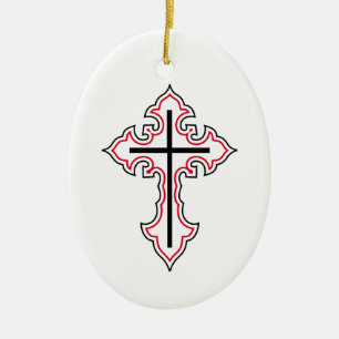 Christian cross ceramic tree decoration