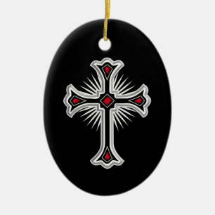 Christian cross ceramic tree decoration
