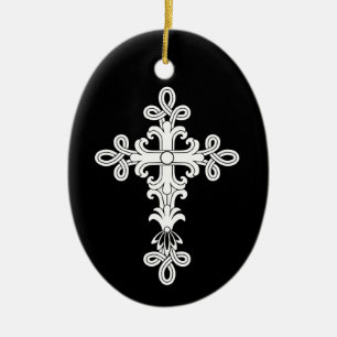 Christian cross ceramic tree decoration