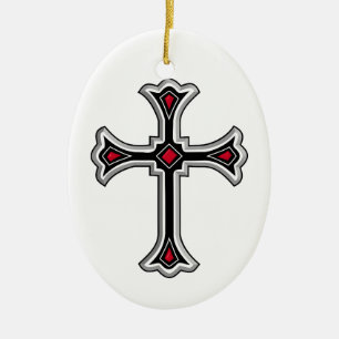 Christian cross ceramic tree decoration