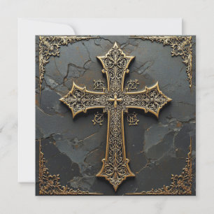 Christian Cross Christ Black Marble Card