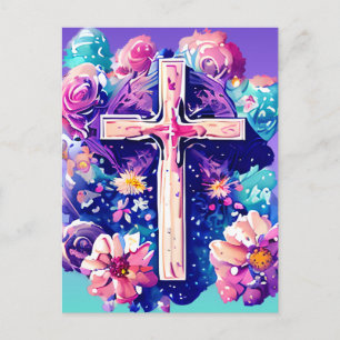 Christian Cross Church Easter Jesus Resurrection Holiday Postcard