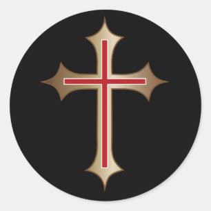 Christian cross classic round sticker