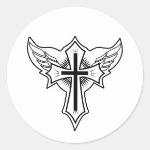 Christian cross classic round sticker