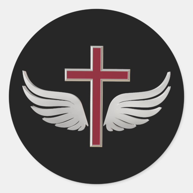 Christian cross classic round sticker (Front)