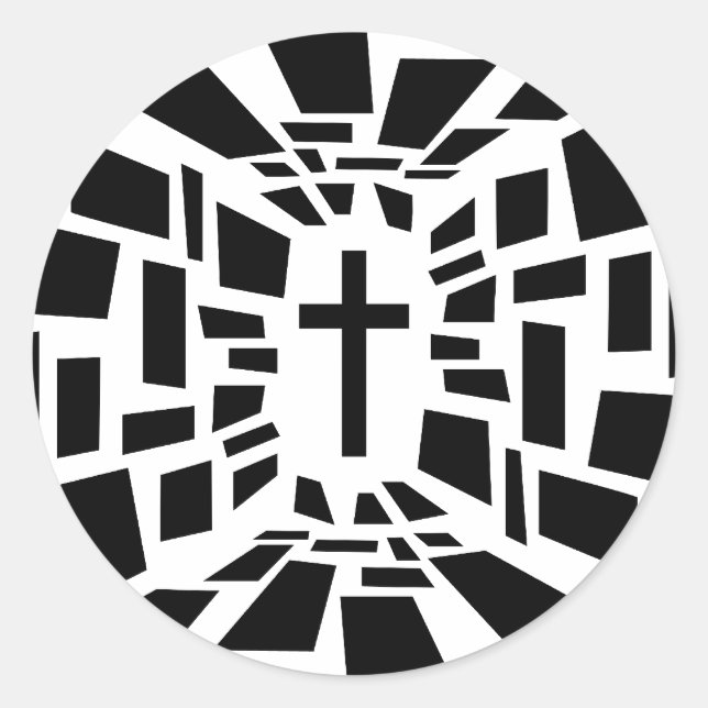 Christian Cross Classic Round Sticker (Front)