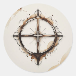 Christian Cross Compass Sticker