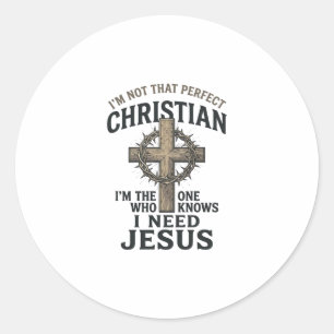 Christian Cross Crown of Thorns Vintage Faith Shir Classic Round Sticker