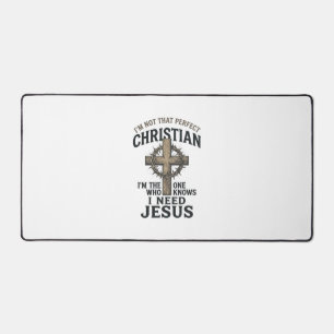 Christian Cross Crown of Thorns Vintage Faith Shir Desk Mat