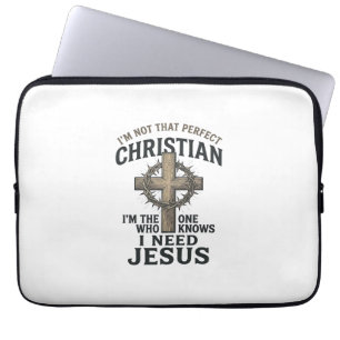 Christian Cross Crown of Thorns Vintage Faith Shir Laptop Sleeve
