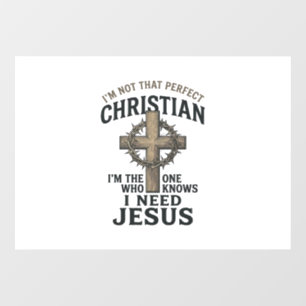 Christian Cross Crown of Thorns Vintage Faith Shir Window Cling